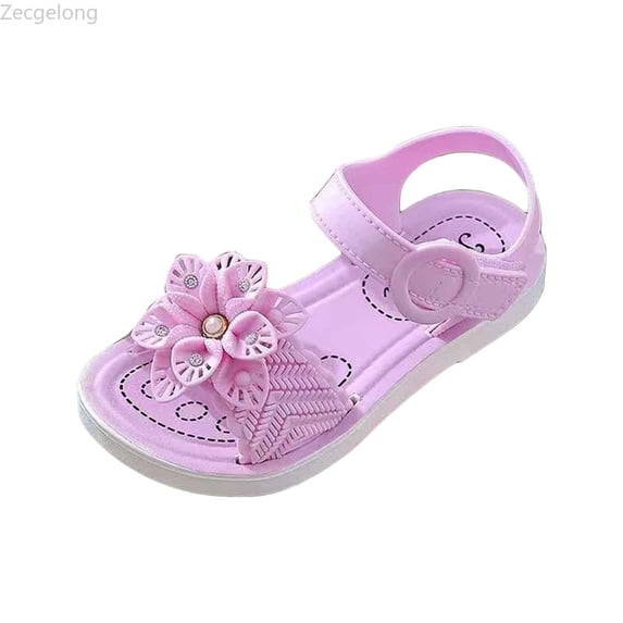 Zecgelong Girls Sandals For Casual Outdoor Vacation Comfortable Daily Wear Fixed Design Open Toe Style For Ages 3 12 Girls Princess Sandals Size 1 Purple