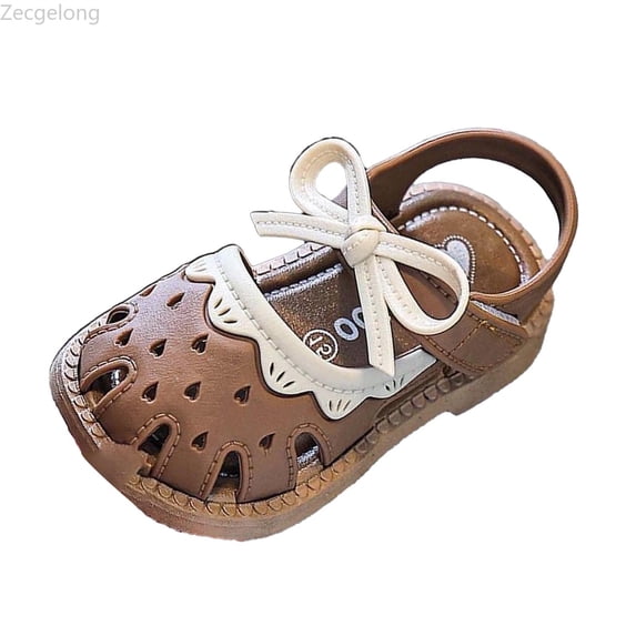 Zecgelong Girls Sandals For Toddlers 1 4 Years Breathable Lightweight Casual Outdoor Summer Shoes For Everyday Wear Girls Princess Sandals Size 5 Brown