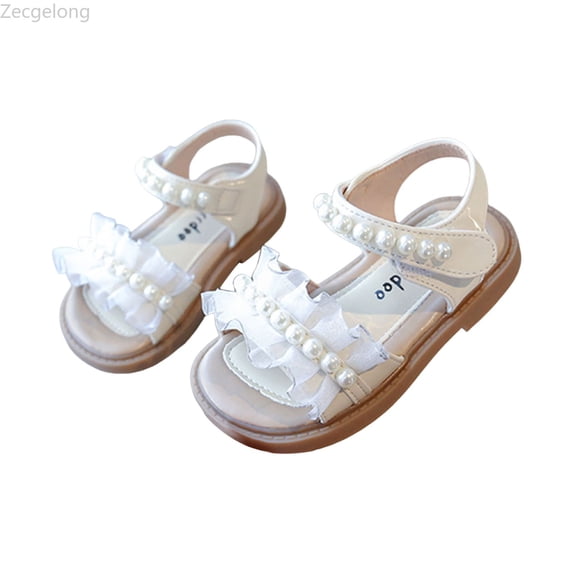 Zecgelong Girls Sandals For Toddlers And Kids Lightweight Breathable Outdoor Summer Sandals With Sole For Ages 12 Months To 7 Years Girls Princess Sandals Size 6 Beige