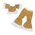 thumbnail image 1 of Zecgelong Girls' Sequin Suit Princess Pageant 1PC Top +1PC Glitter Birthday Party Long Leg Flare Pants Girls Outfits Size 18-24 Months, 1 of 2