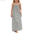 thumbnail image 1 of Zecgelong Girls Sleeveless Backless Casual Dress Loose Fit Home Wear Summer Play Dress Toddler Kids Dress Girls Casual Dresses Size 8-9 Years Gray, 1 of 4