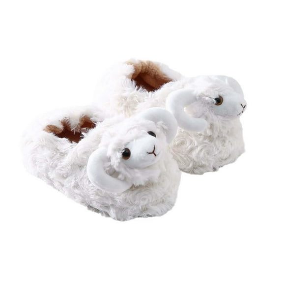 Zecgelong Girls Slippers Winter Warm Fuzzy Shoes Cute 3D Goat Design Indoor Outdoor Comfortable Soft Slippers For Toddler Kids Non- Slippers for Girls Size 4.5-5 Years
