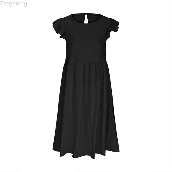 Zecgelong Girls Summer Dresses For Everyday And Outdoor Casual Wear Elastic Waist Dress For Ages 6 15 Lightweight And Breezy Design For Comfort And Style Girls Summer Dresses Size 6-8 Years Black