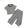 thumbnail image 1 of Zecgelong Girls Summer Outfit Casual Short Sleeve Top And Wide Leg Pants Two Piece Coordinated Wear Comfy Toddler Girl Outfit Set for Girls 3-4 Years, 1 of 5