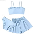 thumbnail image 1 of Zecgelong Girls Swimsuits Solid Color Two Piece Bathing Suit Adjustable Straps Bikini Sets Size 14-16 Years, 1 of 4