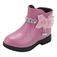 thumbnail image 1 of Zecgelong Girls Toddler Bow knot Ankle Boots Low Chunky Heel Side Zipper Cute Dress Booties Little Big Kid 3.5-4 Years, 1 of 5