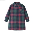 thumbnail image 1 of Zecgelong Girls Toddler Plaid Pleated Mini Dress Button Down Plaid Flannel Shirts Long Sleeve Casual Dress Size 18-24 Months, 1 of 5