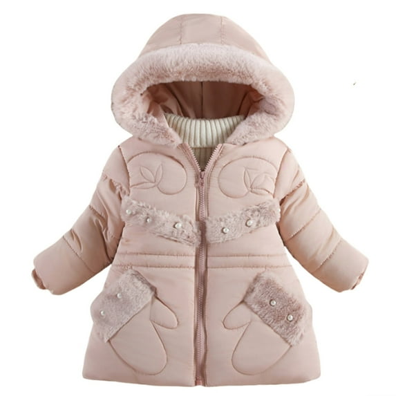 Zecgelong Girls' Winter Coat Gloves Hooded Warm Down Jacket Stylish Winter Coat For Girls Size 12-18 Months