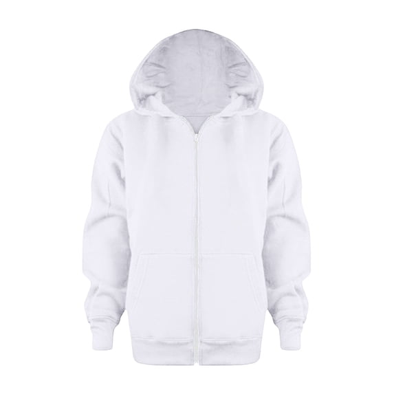 Zecgelong Hoodies for Boys and Girls Full Zip Solid Color Long Sleeve Hooded Sweatshirts Kids Plain Loose Tops,White 7-8 Years