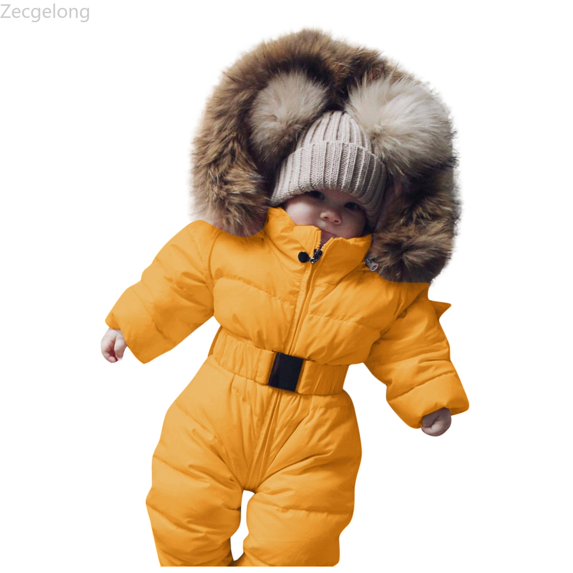 Zecgelong Infant Baby Girls Boys Romper Suit Warm Hooded Snowsuit Jumpsuit Down Coat Romper Padded Outwear Wear