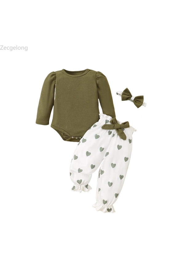 Baby Girls Spread Your Love Ruffle Romper Bodysuit+Floral Print Pants Headbands Outfits Girls 3 Piece Sets Age 12-18 Months