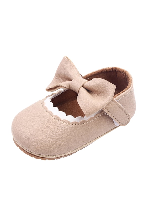 Toddler Girls Bowknot Princess Wedding Party Dress Shoes Rubber Sole Crib Shoes For First Walking Baby Rain Boots With Handlesâ 13CM