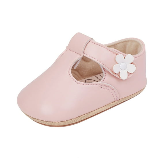 Zecgelong Toddler Shoes Baby Girl Flower Decoration Leather Princess Shoes Soft Sole Toddler Shoes Sneakers Size US:4 Pink