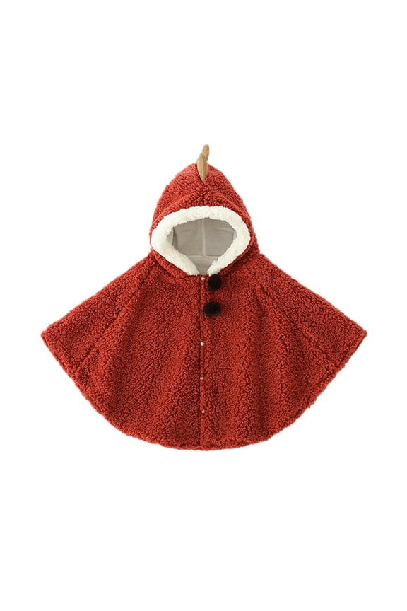 Kids Baby Girls Christmas Outwear Thick Warm Hooded Coat Princess Cloak Cape Size One Size