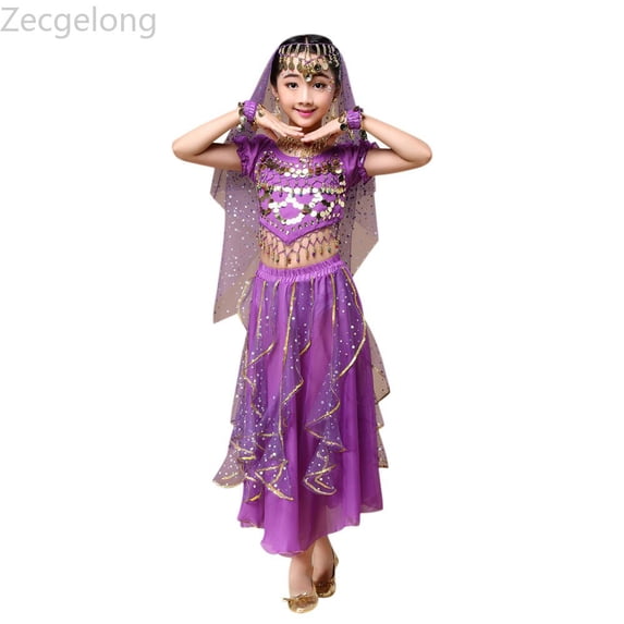 Zecgelong Kids' Girls Belly Dance Outfit India Dance Clothes Top+Skirt Toddler Girls Sets Age XS