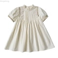 thumbnail image 1 of Zecgelong Kids Girls Summer Floral Embroidery Puffy Sleeve Dress Pleated Skirt Girls Summer Dresses Size 2-3 Years Beige, 1 of 4