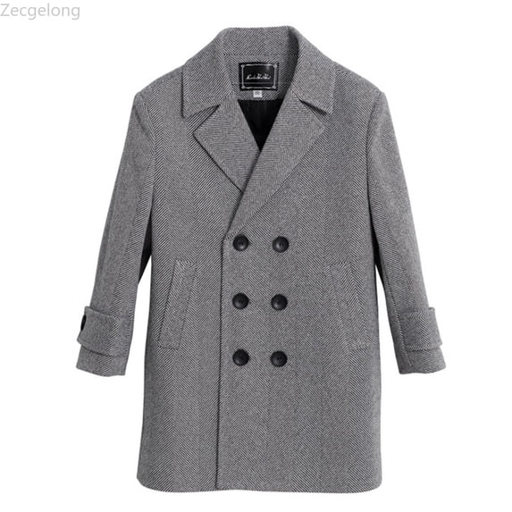 Zecgelong Kids Toddler Baby Boys Spring Winter Plaid Thickened Coat Elegant Notched Double Jacket Coat Clothes