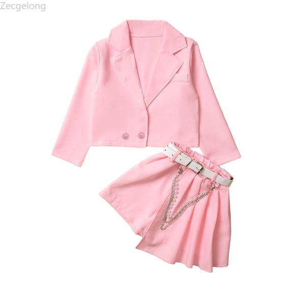 Zecgelong Kids Toddler Baby Girls Autumn Winter Solid Cotton Long Sleeve Shirt Skirts Set Suit Clothes Girls 2 Piece Sets Age 2-3 Years