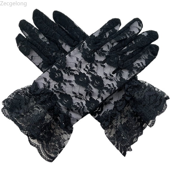 Zecgelong Kids White Lace Gloves Party Dress Up Accessory for Girls Black Size 0