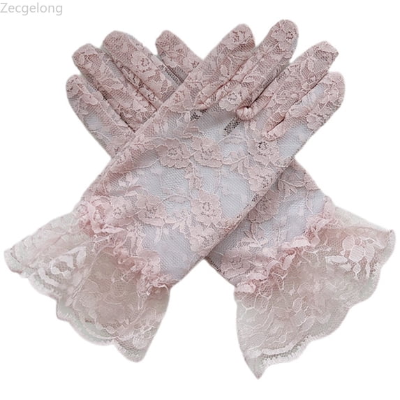 Zecgelong Kids White Lace Gloves Party Dress Up Accessory for Girls Pink Size 0
