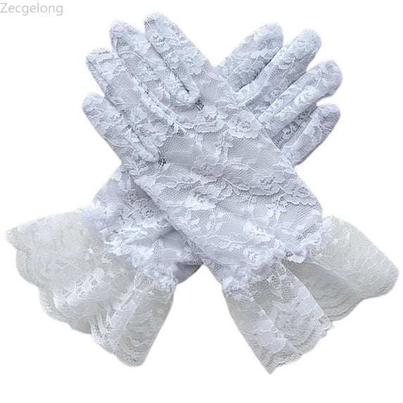 Zecgelong Kids White Lace Gloves Party Dress Up Accessory for Girls White Size 0