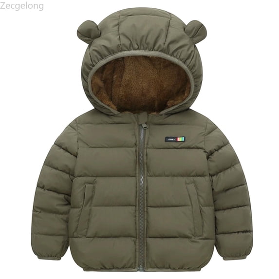 Zecgelong Kids Winter Jacket Boys Down Coat Warm Thickened Fleece Lined Hooded Zip Up Jacket For Toddler And Children Outdoor Play