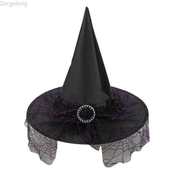 Zecgelong Kids Witch Hat Party Fancy Dress Up Accessory for Children Black Size 3-10Y