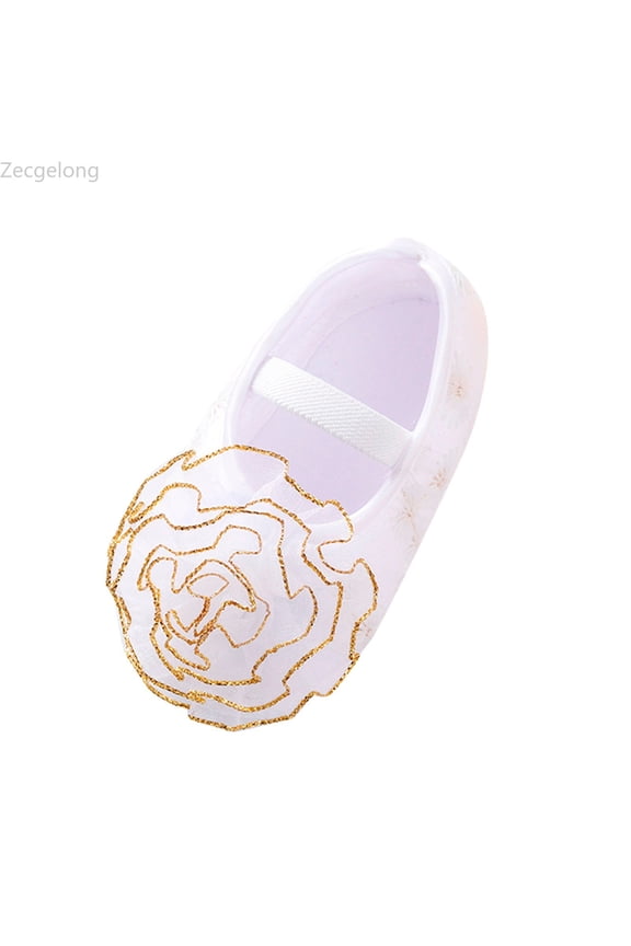 Little Child Shoes Soft Sole Toddler Shoes Cute Flowers Princess Shoes Sneakers Size US:4 White