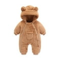 thumbnail image 1 of Zecgelong Baby Boys Girls Cartoon Bear Hooded Romper Jumpsuit Coat Winter Coat Toddler With Pocket Toddler Girls Rompers Size 6-9 Months, 1 of 5