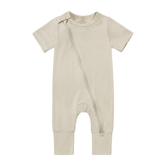 Zecgelong Baby Cotton Rompers Footless Pajamas Zipper Short Sleeve Sleeper Jumpsuit Baby Girl Rompers Size 18-24 Months