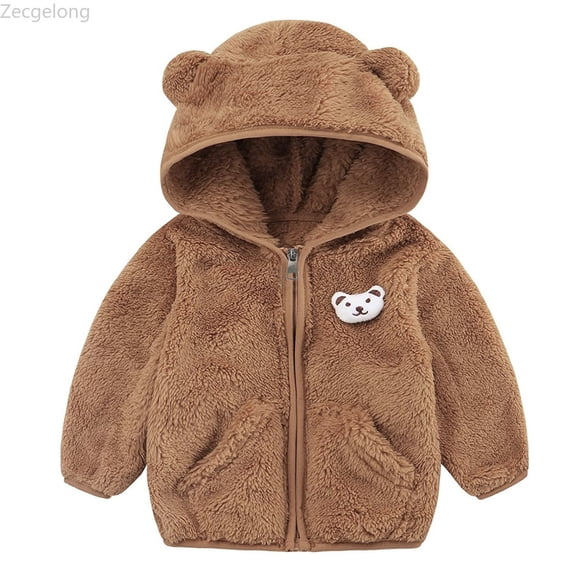 Zecgelong Baby Girls Boys Jacket Bear Ears Hooded Outerwear Zipper Warm Winter Coat