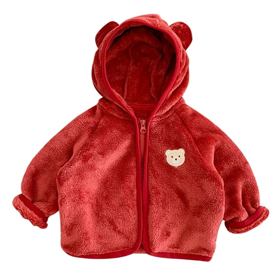 Zecgelong Baby Girls Boys Jacket Cartoon Bear Ears Hooded Outerwear Zipper Warm Winter Coat Size 12-18 Months