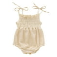 thumbnail image 1 of Zecgelong Baby Girls Sleeveless Solid Linen Romper Sling Backless Jumpsuit Outfits Girls Summer Rompers Size 12-18 Months, 1 of 5