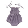 thumbnail image 1 of Zecgelong Baby Girls Sleeveless Solid Linen Romper Sling Backless Jumpsuit Outfits Girls Summer Rompers Size 12-18 Months, 1 of 5