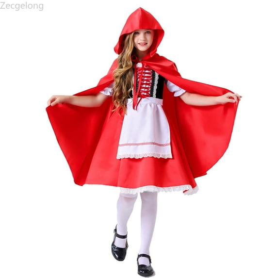 Zecgelong Red Riding Hood Dress and Cape Outfit Role Play Fancy Dress Red L