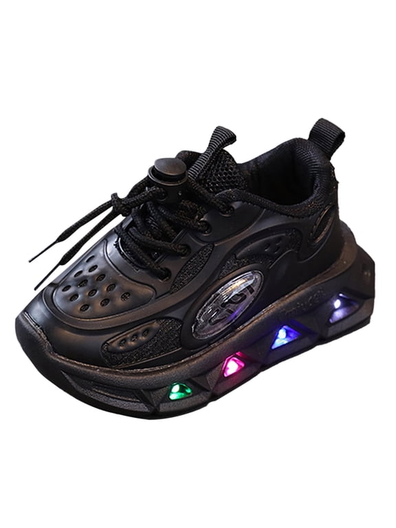 Sports Luminous Breathable Casual Shoes With Light For Middle And Small Children Lightweight Soft Sole Baby Walking Shoes Girls orthopedic sneakers for arch support Size 1-1.5 Years