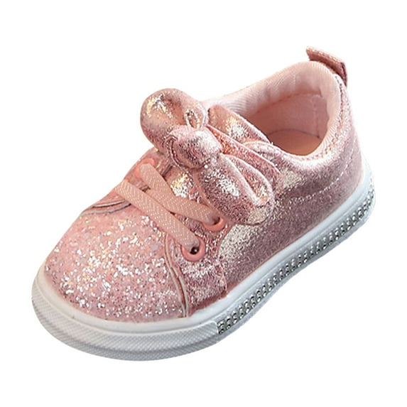 Zecgelong Spring And Autumn Children'S Shoes Children'S Shoes Bow Girls' Sequins Casual Shoes Solid Coloredition Baby Shoes Trendy Children'S Single Shoes Girls Princess Sandals Size 8