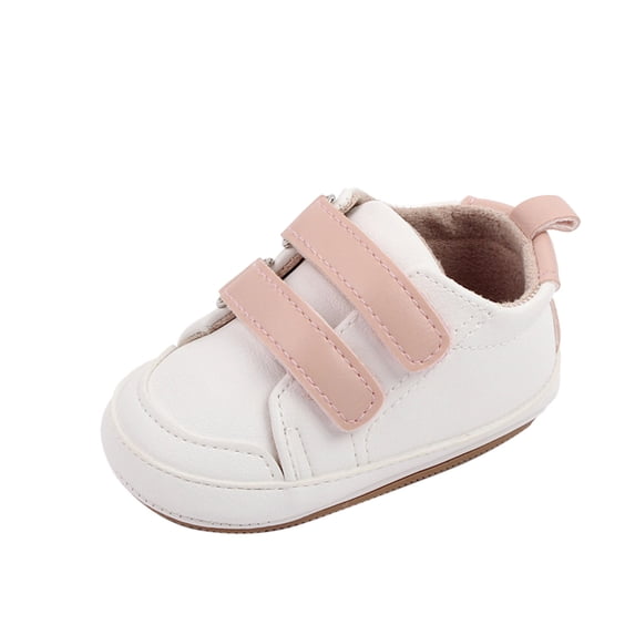 Zecgelong Spring And Summer Children And Toddler Shoes Boys And Girls Floor Sports Flat Soles Light And Comfortable Solid Color Hook Loop Baby Athletic Shoes Size US:4 Beige