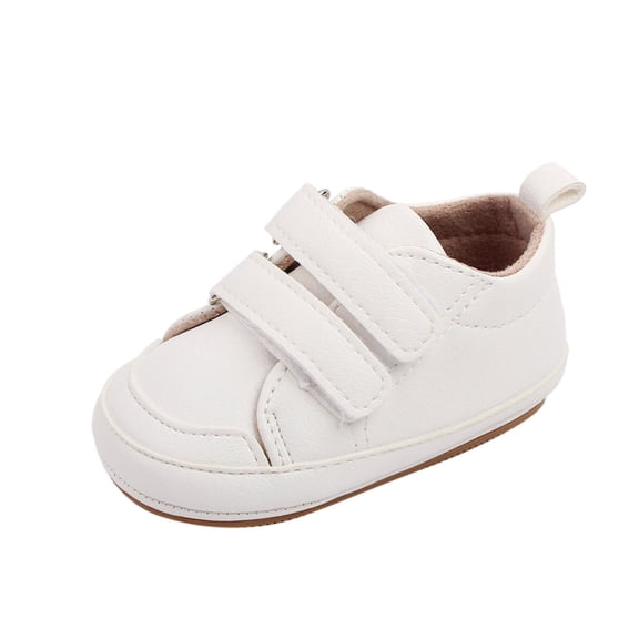 Zecgelong Spring And Summer Children And Toddler Shoes Boys And Girls Floor Sports Flat Soles Light And Comfortable Solid Color Hook Loop Baby Athletic Shoes Size US:4 White