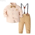 thumbnail image 1 of Zecgelong Toddler Baby Boy Suit Clothes Gentleman Wedding Outfits Long Sleeve Dress Shirt + Suspender Pants + Bowtie Size 2-3 Years, 1 of 3