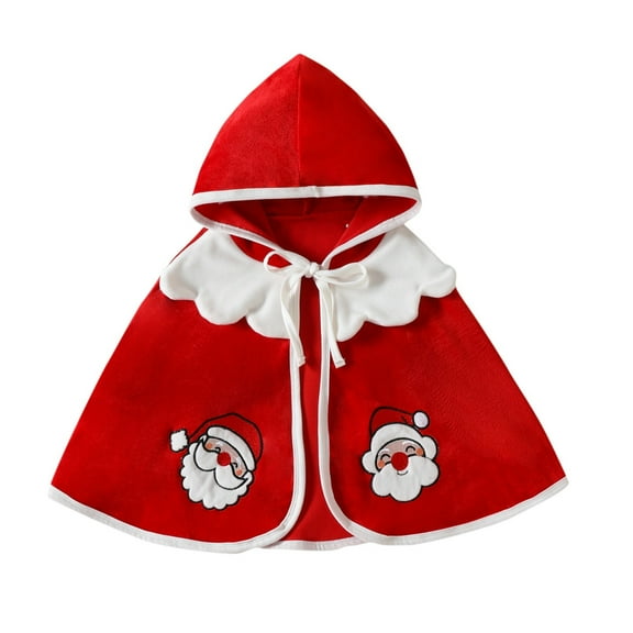 Zecgelong Toddler Baby Girls Christmas Costumes Santa Red Hooded Cloak Poncho Coat Dress Up Clothes Size 3-4 Years