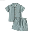 thumbnail image 1 of Zecgelong Toddler Boys Girls Short Sleeve Summer Casual Gentleman Tops Hawaii Beach Holiday Solid Shirts T Shirt Shorts Outfits Boys Sports Sets Size 18-24 Months, 1 of 5
