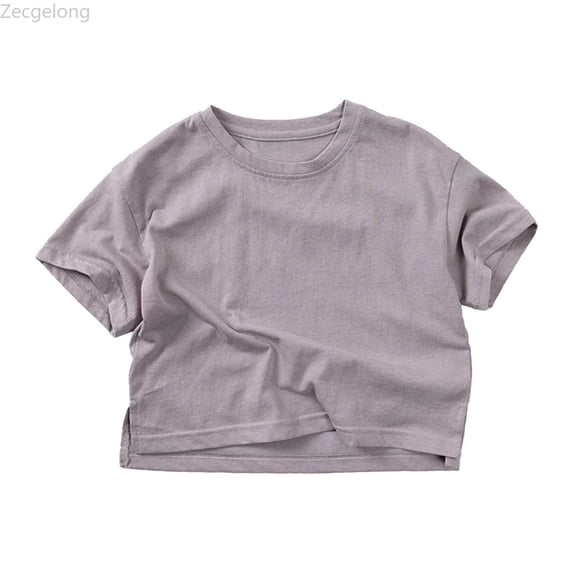 Zecgelong Toddler Boys Girls Short Sleeve Summer Casual Tops Beach Holiday Solid Shirts T Shirt Girls Basic Tops Size for Girl 3-4 Years