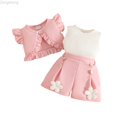 thumbnail image 1 of Zecgelong Toddler Girls Fly Sleeve Ruffles Coat Vest Tops Skirts Floral Shorts Outfits Toddler Girls Sets Age 12-18 Months, 1 of 3