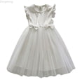 thumbnail image 1 of Zecgelong Toddler Girls Fly Sleeves Prints Embroidery Bowknot Dress Dance Party Dresses Clothes Girls Dress For Kids Size 18-24 Months Beige, 1 of 3