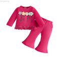 thumbnail image 1 of Zecgelong Toddler Girls Long Sleeve Floral T Shirt Tops Tassels Pants Outfits Girls Holiday Sets Age 9-12 Months, 1 of 5