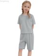 thumbnail image 1 of Zecgelong Toddler Kids Baby Boy Girl Solid Pullover Short Sleeve Sweatshirt T Shirt Crewneck Tops Shorts Set Clothes Girls Outfit Sets for Girls 12-24 Months, 1 of 5