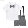 thumbnail image 1 of Zecgelong Toddler Kids Baby Boy Outfit Bowtie Dress Shirt Suspenders Shorts Summer Wedding Party Formal Suits Boys Dressy Short Sleeve Sets for Boys 2-3 Years, 1 of 5
