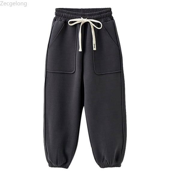 Zecgelong Toddler Kids Baby Girls Boys Pants Athletic Active Jogger Pants Sweatpants Thick Winter Warm Long Bottoms Trousers Girls Pants Size Gray 8-9 Years