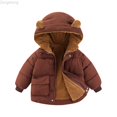 thumbnail image 1 of Zecgelong Toddler Kids Baby Boys Girls Winter Bear Ears Hooded Coat Jacket Thick Warm Outerwear Clothes Outfits, 1 of 5